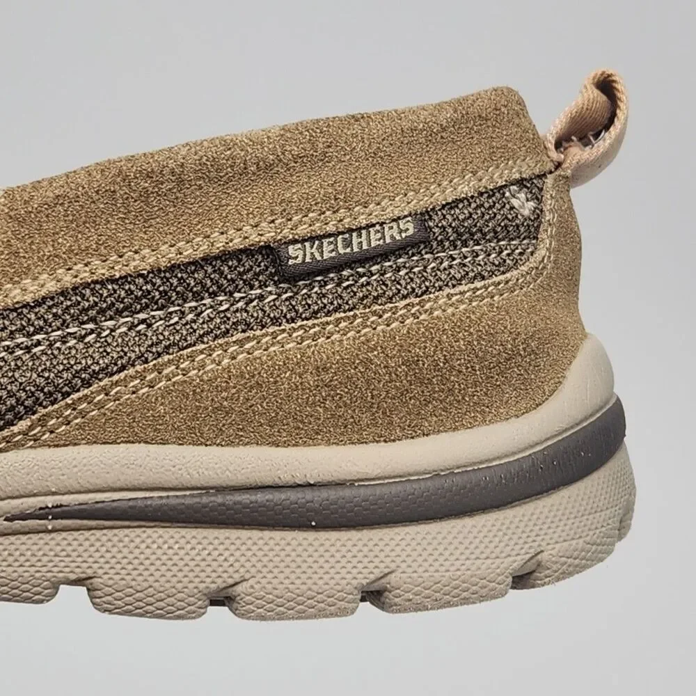 Skechers Loafer Shoe Men Sz 12 Relaxed Fit Brown Slip On Suede Casual 64365
